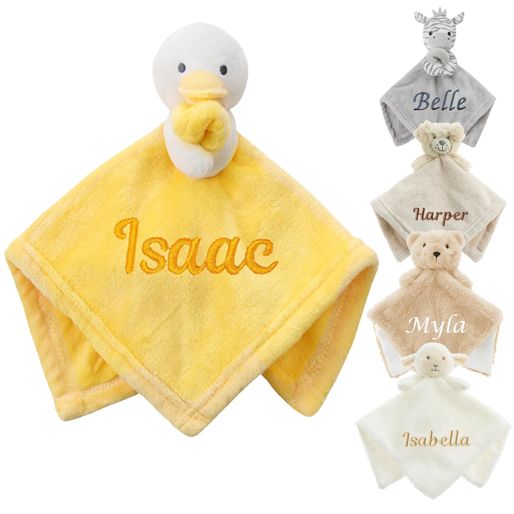 Baby Personalised Animal Comforter Blanket Soft Snuggly Animal Designs (Duck)