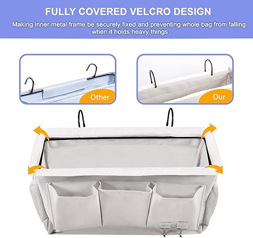 Miniatura 2 de FANAKIN Organizador de noche para cama de dormitorio, artículos esenciales para la universidad, 6 bolsillos, organizador colgante de noche con