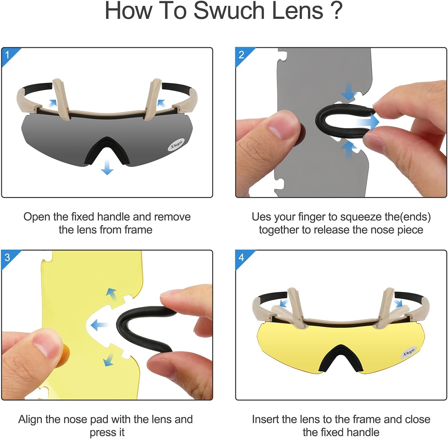 xaegistac Tactical Shooting Glasses with 3 Interchangeable Lens High Impact Eye Protection - Image 6