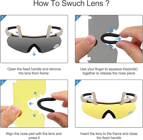 Miniatura 6 de xaegistac Tactical Shooting Glasses with 3 Interchangeable Lens High Impact Eye Protection