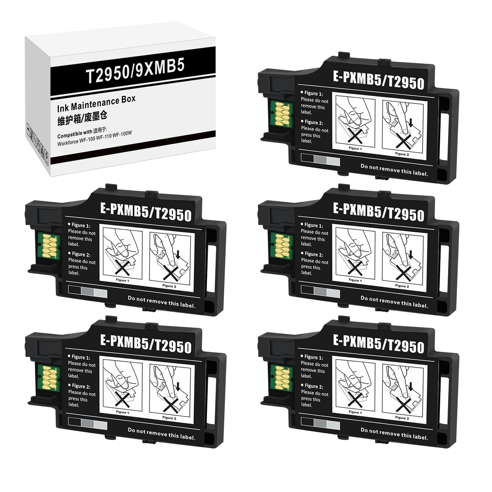T2950 T295000 C13T295000 PXMB5 Scatola di manutenzione compatibile con Epson Workforce WF-100 WF-110 WF-100W (5 pezzi)