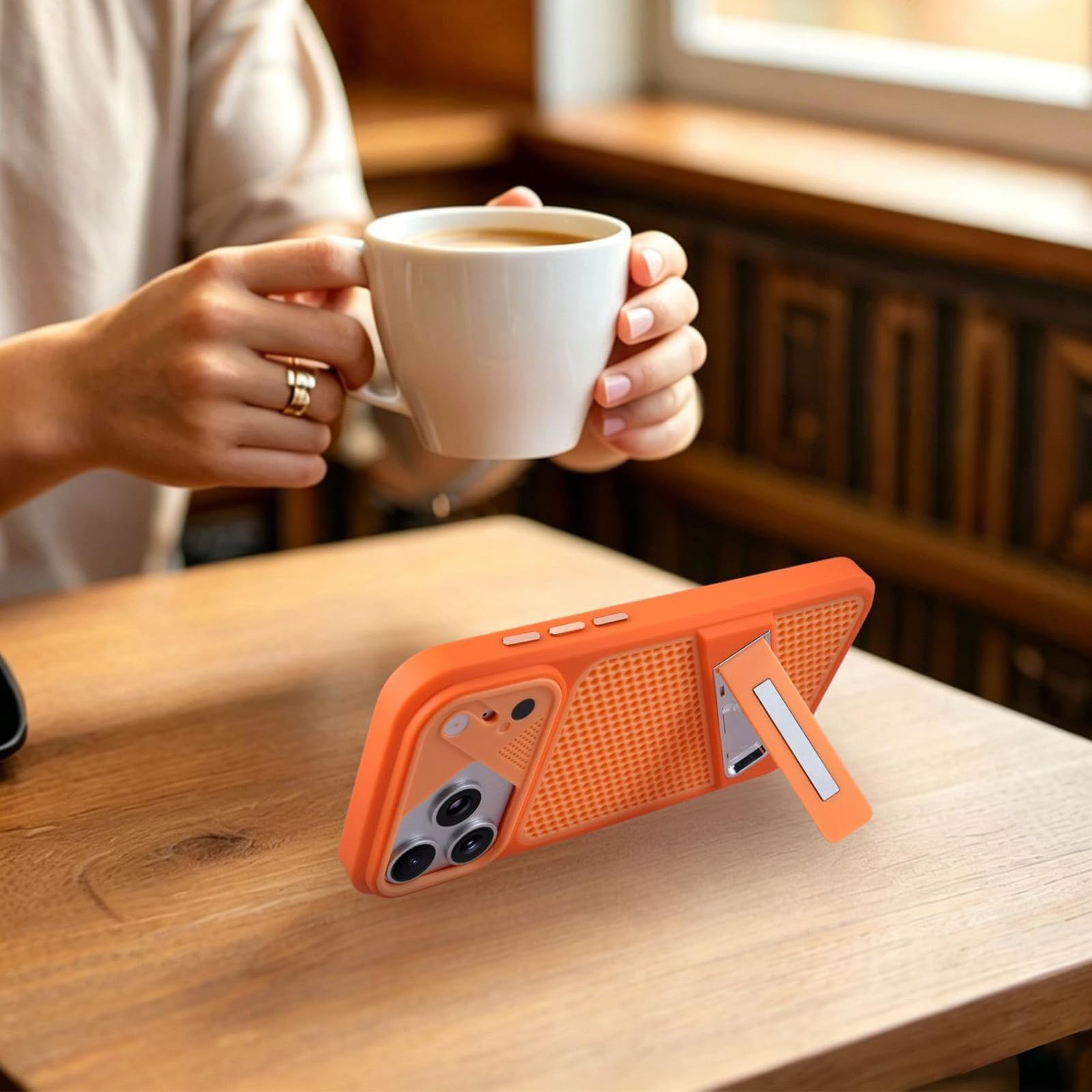 Funda para iPhone 17/17 Pro/17 Air/17 Pro MAX con Soporte Oculto Y Disipación De Calor; Carcasa Ventilada De TPU Resistente A Impactos.,17pro MAX,White