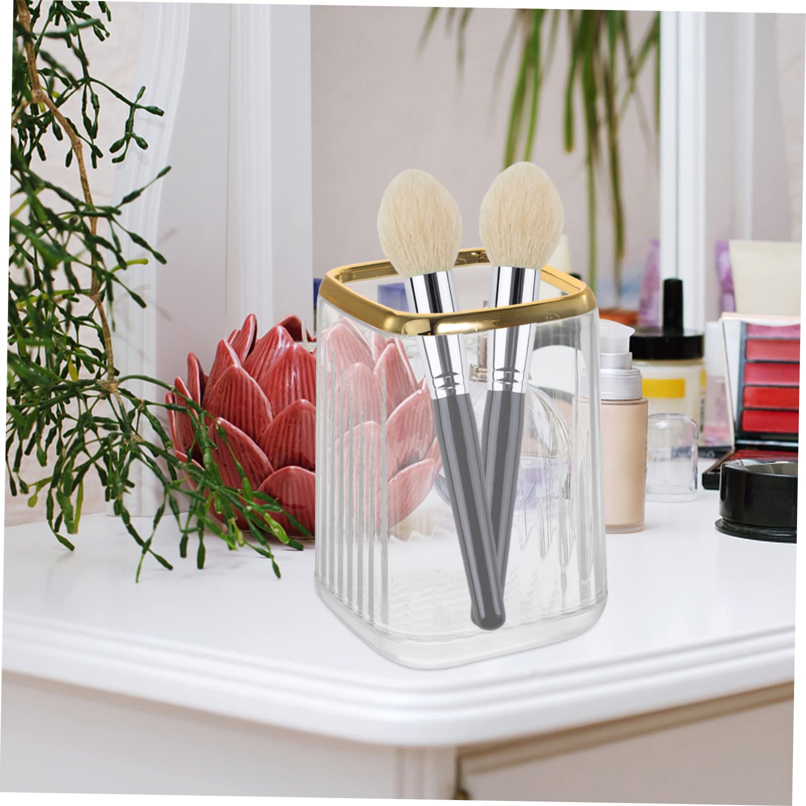 WOONEKY Makeup Brush Holder Transparent Pen Container Desktop Cosmetic Organizer Makeup Brush Storage Tube for Home Office Vanity - Image 4