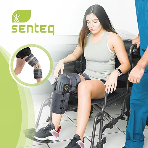 Miniatura 7 de SENTEQ Rodillera ROM ajustable post operacional soporte de rodilla ortesis inmovilizador protector para pierna izquierda y pierna derecha, tanto