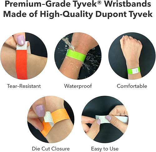 Miniatura 3 de WristCo Pulseras impresas personalizadas: selecciona un color, cantidad y personaliza cualquier texto a Tyvek Pulseras de identificación para