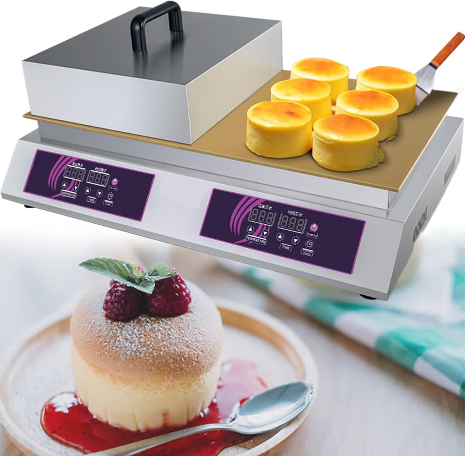 Commercial Use Nonstick Electric Dorayaki Pancake Souffle Maker Machine Baker, for Home Kitchen Restaurant Bakery Snack Bar,B,B