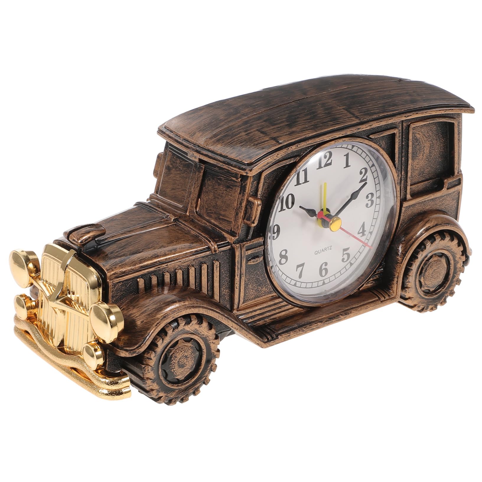 Cabilock Retro Car Sculpture Alarm Clock for Students Compact Novelty Desktop Clock with Multifunctional Timer and Reminder Vintage Bronze Finish Space-saving Household Decor