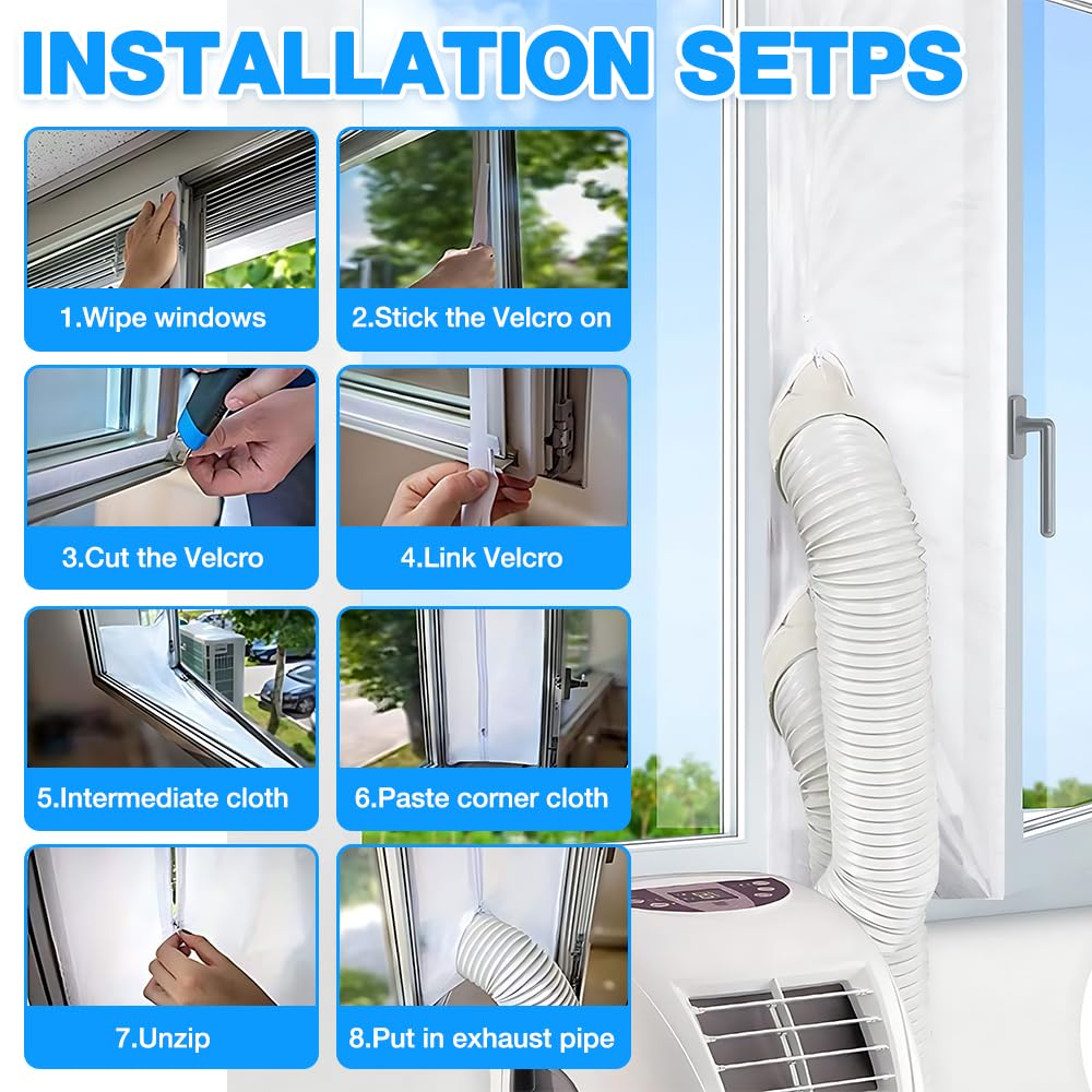 400cm Fensterabdichtung für Mobile Klimageräte,Klimaanlage Fensterabdichtung,Hot Air Stop zum Anbringen An Fenster,Fensterabdichtung Klimaanlage für Dachfenster, Flügelfenster, Schiebefenster