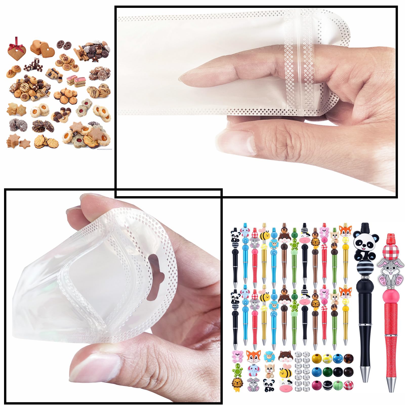 100 bolsas transparentes resellables para bolígrafos, ideales para bolígrafos de cuentas, oficina, hogar, fiesta, almacenamiento de alimentos, galletas, muestras de joyería (2.4 x 7.28 pulgadas) 3