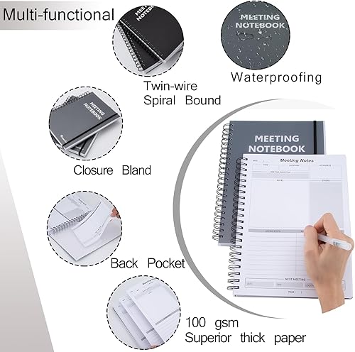 Miniatura 4 de Cuadernos de trabajo para tomar notas de 7 x 10 pulgadas, cuadernos B5 para reuniones, planificador diario para organización de trabajo,