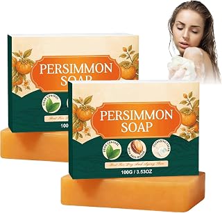 Kaki Seife für ältere,Japanische Persimmon Seife für Körpergeruch Entfernung Antitranspirant,Hellt die Haut auf verbessert die Elastizität,Khaki Seife Handgemacht für Gesicht und Körper (2PC)