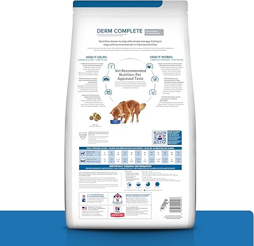 Miniatura 2 de Hill's Prescription Diet Derm Complete Skin & Food Sensitivities Alimento seco para perros, dieta veterinaria, bolsa de 14.3 libras