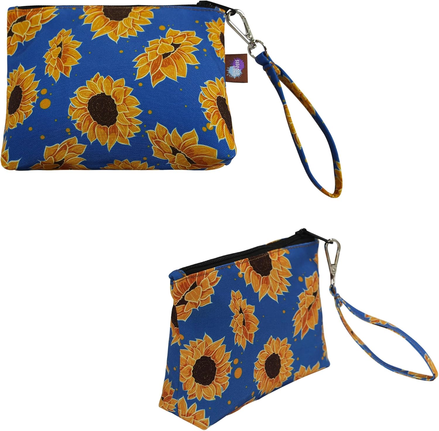 Bingo Dauber Bag with 8 pockets and Wristlet Pouch - Large Tote Bag for carrying bingo supplies and money pouch (Sunflowers)