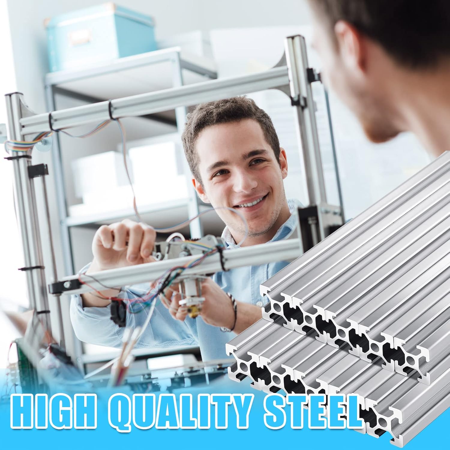 10 pcs 1000 mm 2020 Aluminum Extrusion European Standard Anodized Linear Rail Industrial Aluminum Profiles for 3D Printer Parts and CNC DIY CNC Workbench (Silver, T Style)