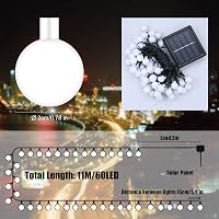 Fohil Napelemes Kerti Fényfüzér 11m 60 LED - IP65 Vízálló Kültéri Világítás 8 Üzemmóddal - Dekoráció Kertbe, Erkélyre, Fákra, Partikra 4