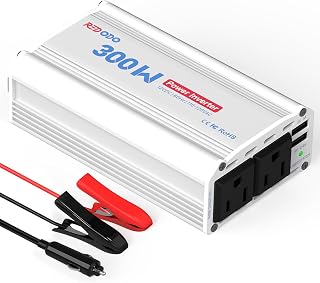 Redodo 300W Car Power Inverter 12V DC, 110V-120V AC Modified Sine Wave Car Adapter,AC Outlets Car Converter, Dual USB Ports QC3.0 Ports, Fast Charging, Laptop, Smart Phone, Cigarette Lighter Clips