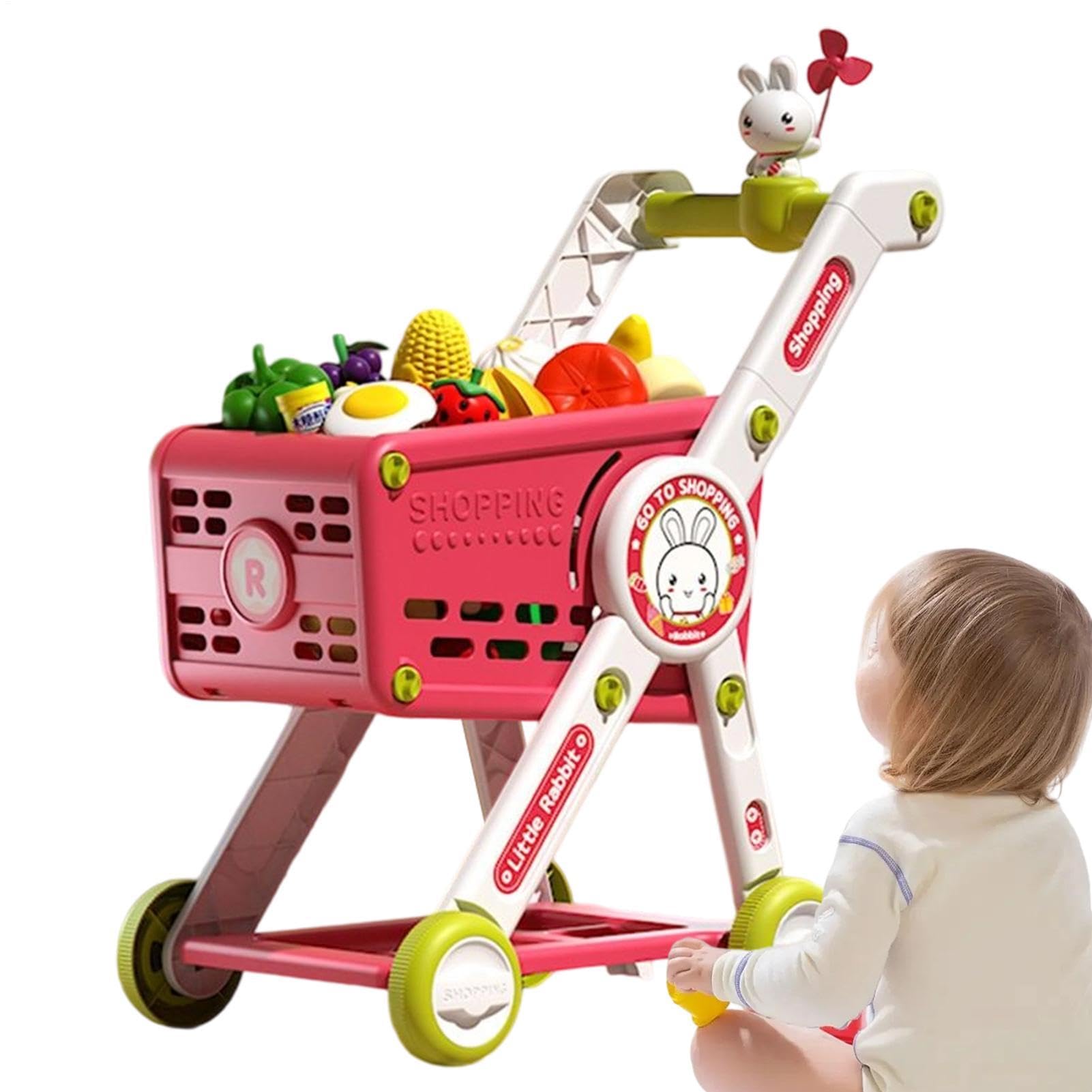 Kindereinkaufswagen Interaktives Rollenspiel mit Lernspielküche | Einkaufswagen-Spielset Mit Zubehör Für Rollenspiele Spielküchen-Zubehör für Mädchen Kleinkinder Kindergartenkinder