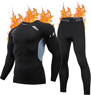 FORVEVO Men's Thermal Underwear, Winter Ski Underwear with Inner Fleece, Thermal Fu…