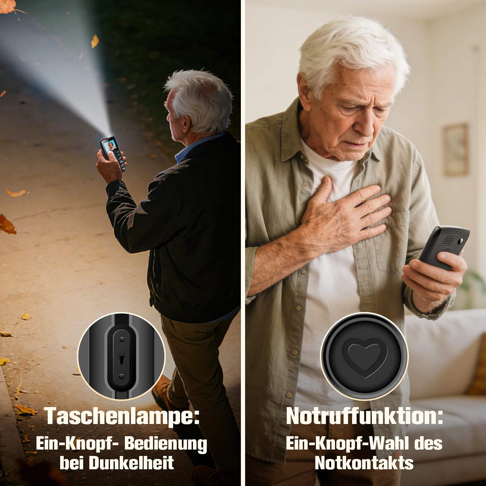 artfone 4G seniorenhandy ohne vertrag, Handy für senioren, Taschenlampe, Großer Lautstärkeregler, SIM mit Notruftaste, USB-C, 1800 mAh Akku & 1,77 Zoll Display