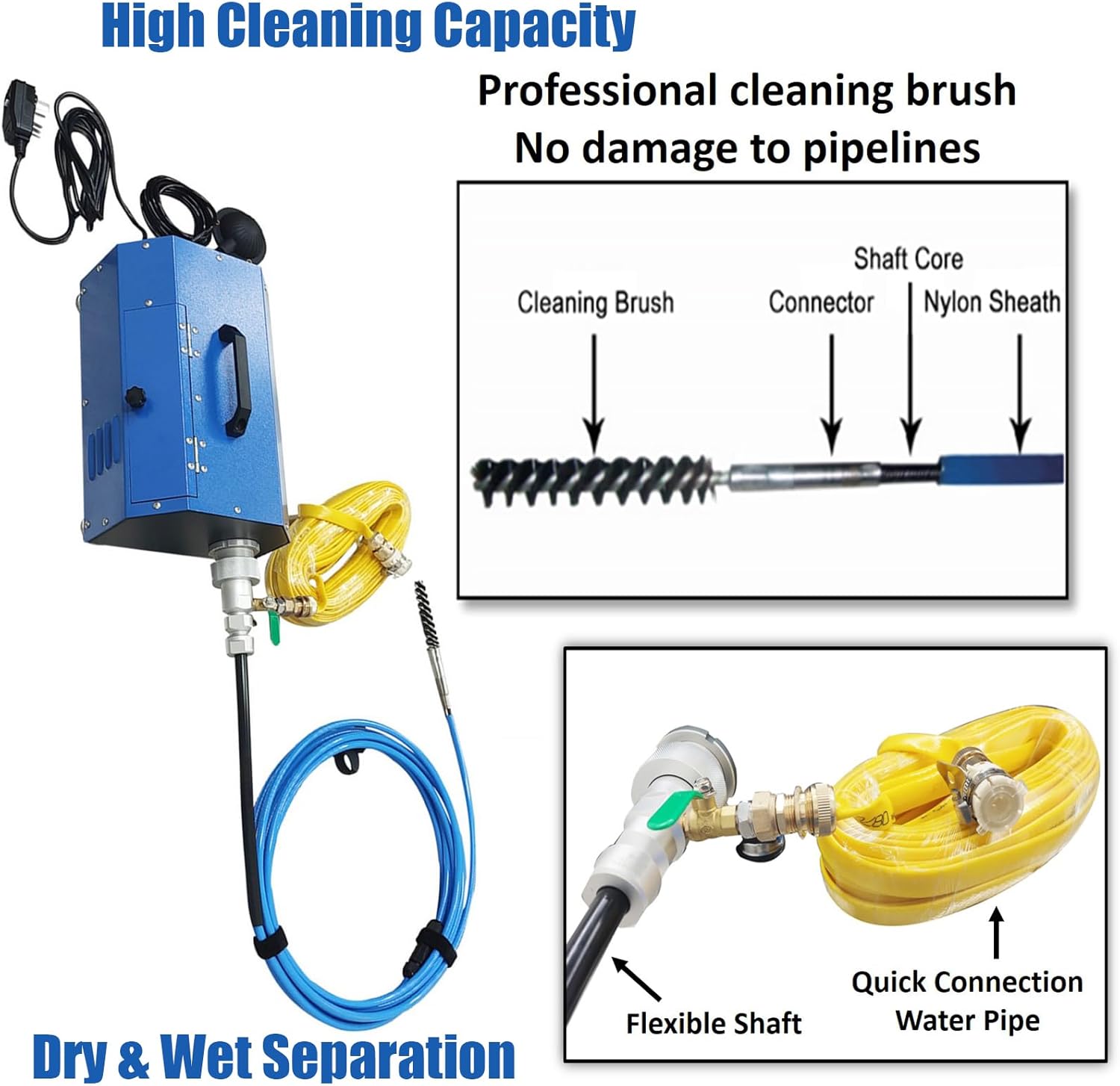 INTSUPERMAI Condenser Pipe Cleaner 110V/220V, 370W HVAC Duct Descaling Machine, Adjustable Speed, 0.59-0.71in/15-18mm Pipe Cleaner, Air Conditioner Tubes Chiller Tube Cleaning HVAC Maintenance Tool