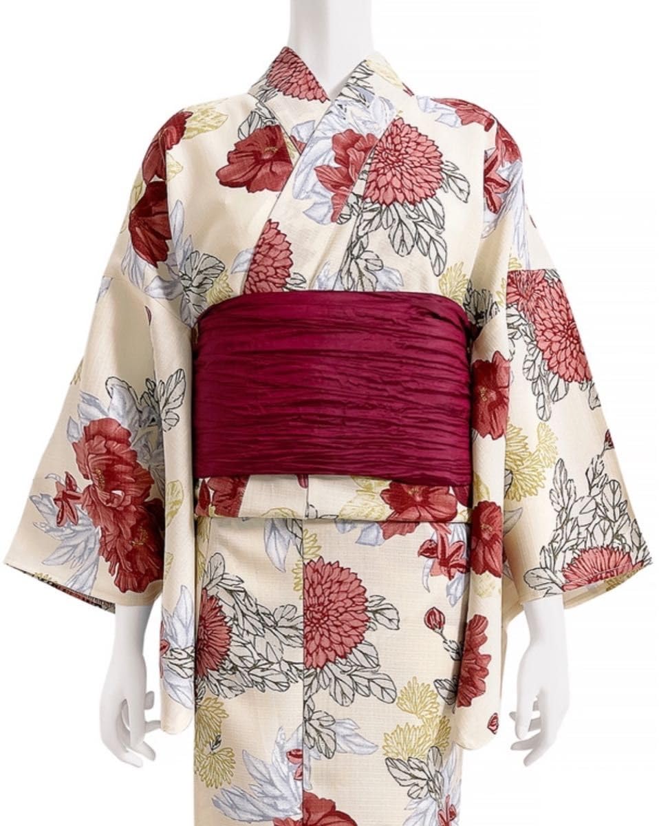 Amazon.co.jp: 三上悠亜 水彩花柄浴衣セット gi1504 レッド ベージュ