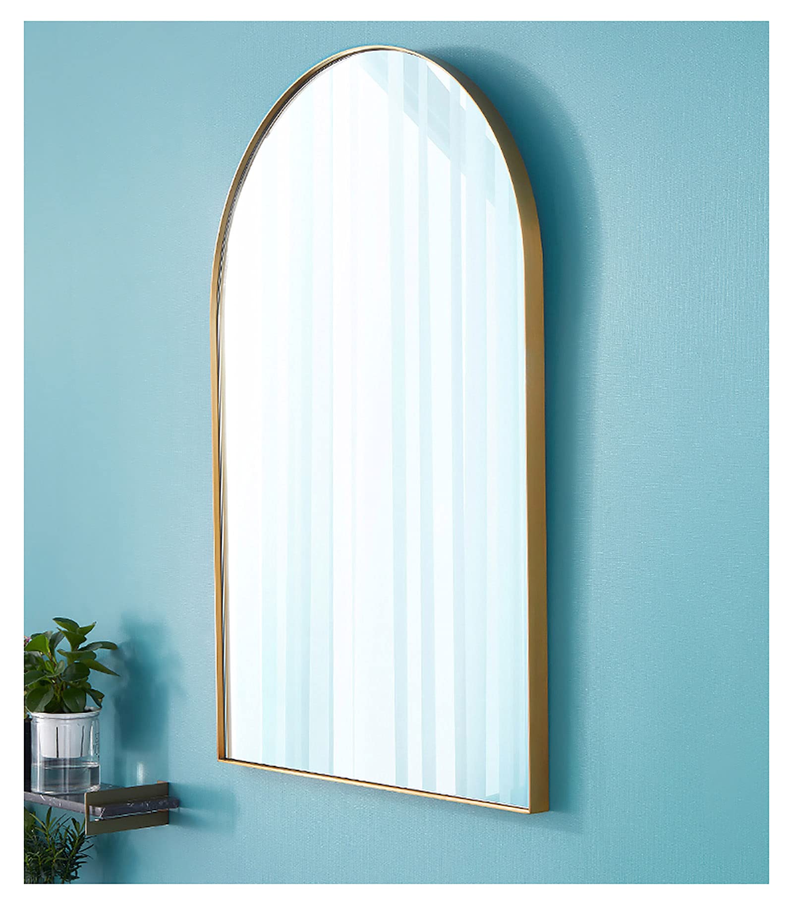DFGHNBVC Arched Bathroom Wall Mirror, Modern Decorative Metal Frame Mirror, For Home, Entrance, Living Room, Bedroom, Gold,50×70Cm/20×27.6In,40×60Cm/16×24In