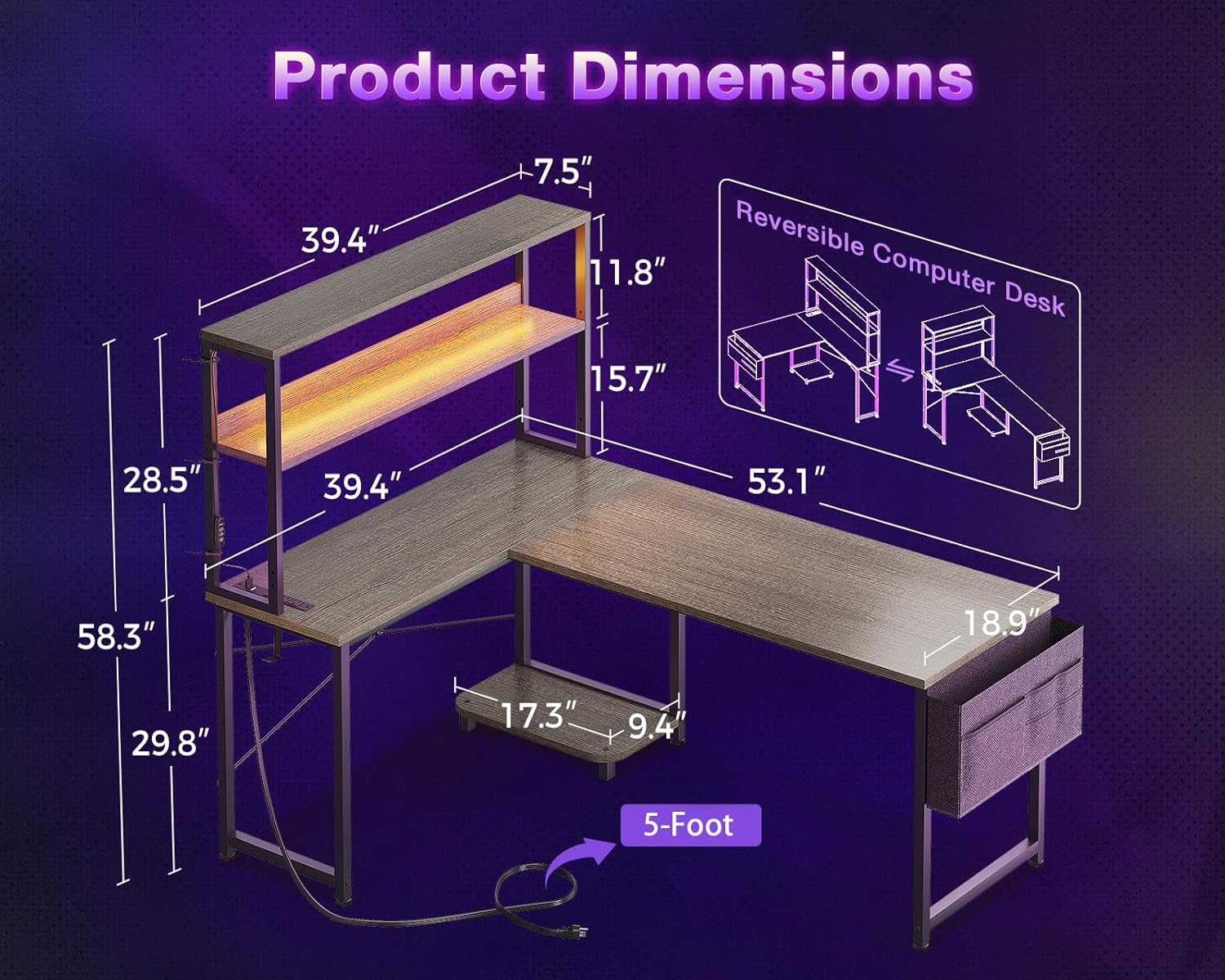 Desk with adjustable and removable bookshelves