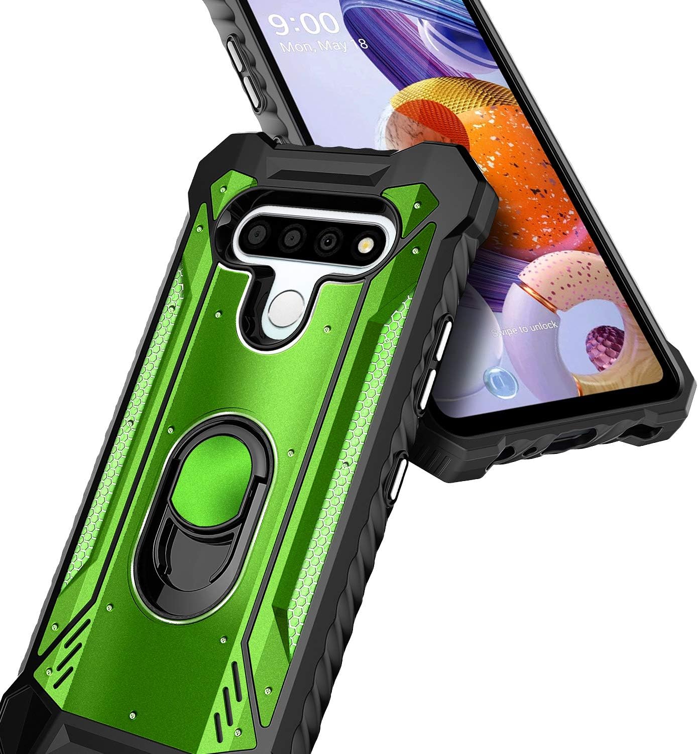 OuYteu Case for LG K51, LG Reflect with Screen Protector (Tempered Glass Full Coverage),