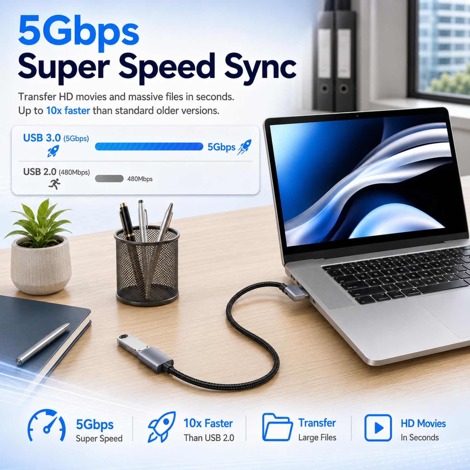 USB-C OTG Kabel, OTG Adapterkabel USB C 30cm 3.0 mit 90 Grad Winkel Typ C Stecker auf USB Buchse Konverter für Smartphone Tablet Laptop MacBook Tastatur Maus Hub Geräte, Datenübertragung bis 5Gbps