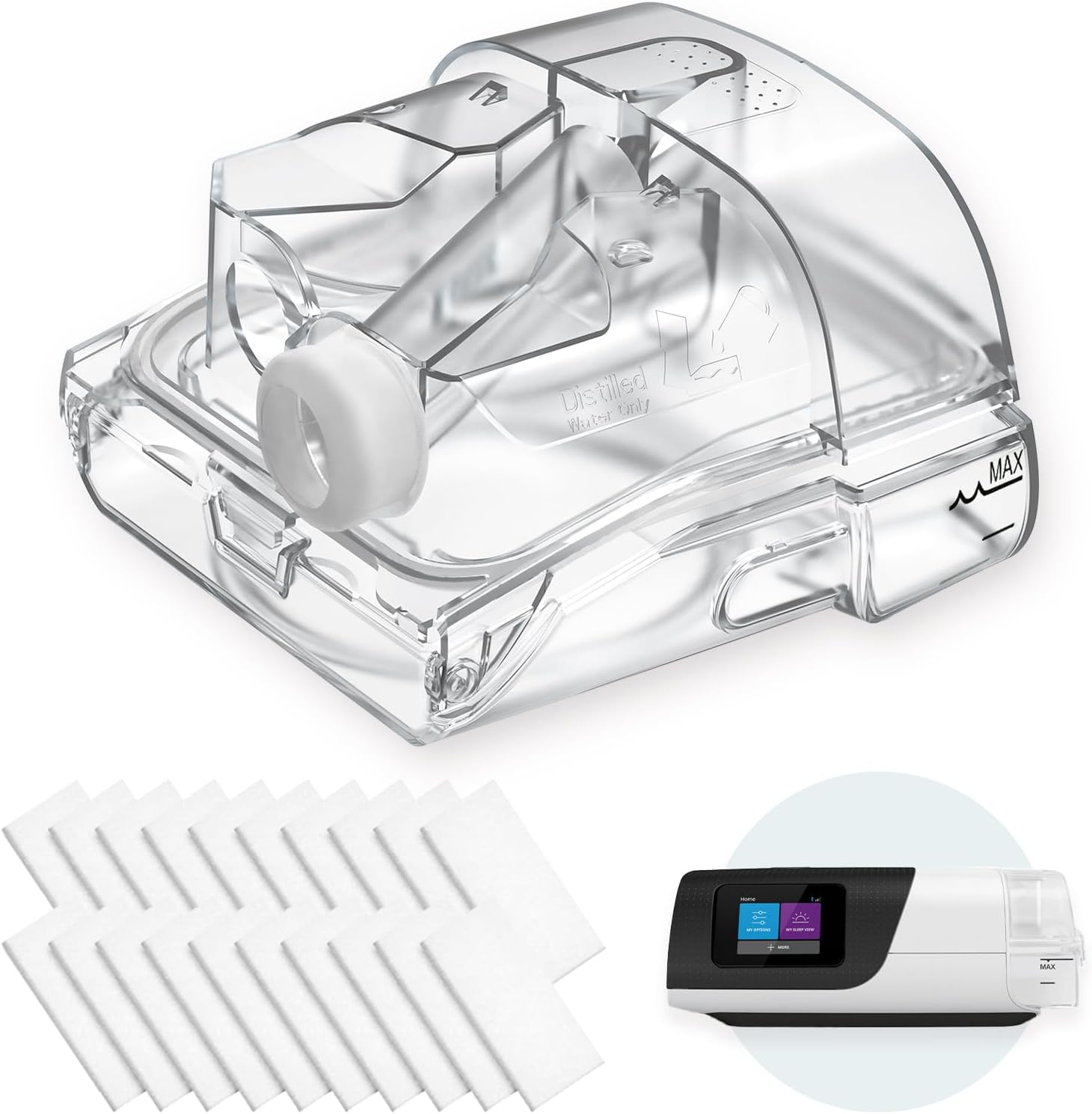 Replacement Water Chamber & 20-Pack Filters for Airsense 11 & AirCurve 11, FSA/HSA Eligible, Replacement Humidifier Tank Compatible with HumidAir Standard Tub for Air11 Devices, AirSense 11 Supplies