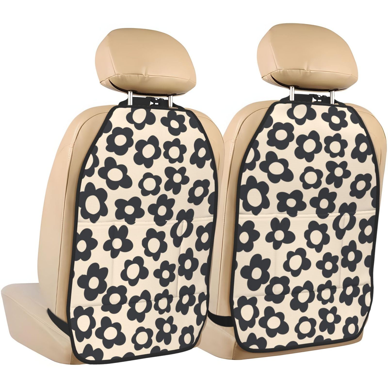 YANGDADA - Alfombrillas protectoras para asiento trasero de coche con diseño de flores vintage, paquete de 2, con 3 organizadores, accesorios de viaje, universales, para interior de vehículo, de Dirt Mud