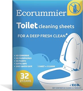 Toilet Cleaner Sheets,32 Cleans, Lemon,Powerful Cleaning， Septic Safe,Eco Friendly, Toilet Bowl Cleaner Strips Perfect for Travel,Apartments, Dorms,Vanlife