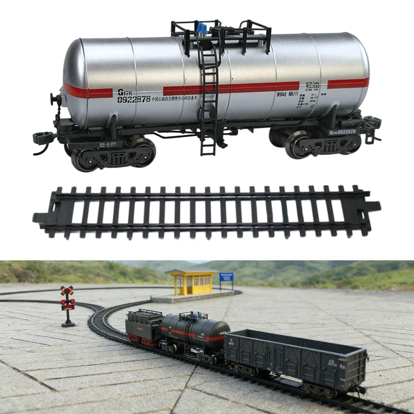 Tren de Juguete en Miniatura, Juego de Tren de Simulación, Vagón Eléctrico, Adorno Educativo, Coleccionable, Adecuado para Fiestas de Cumpleaños para, Plata