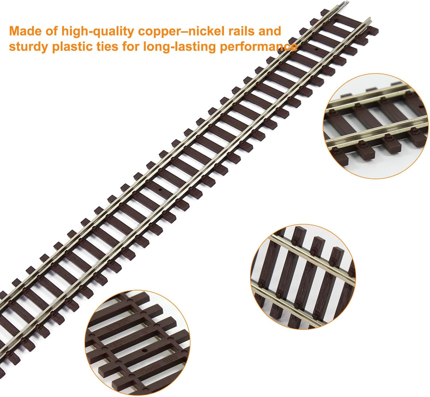 HO Scale Code 100 Straight Track Copper-Nickel Rail with Joiner (Straight Tracks-12PCS)