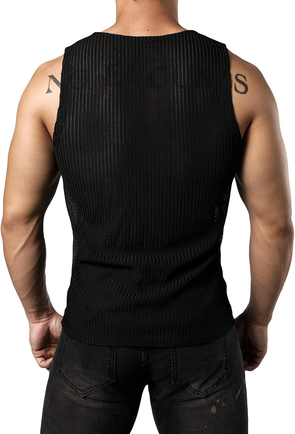 JOGAL Men's Mesh Fitted Sleeveless Muscle Tank Top - Image 2
