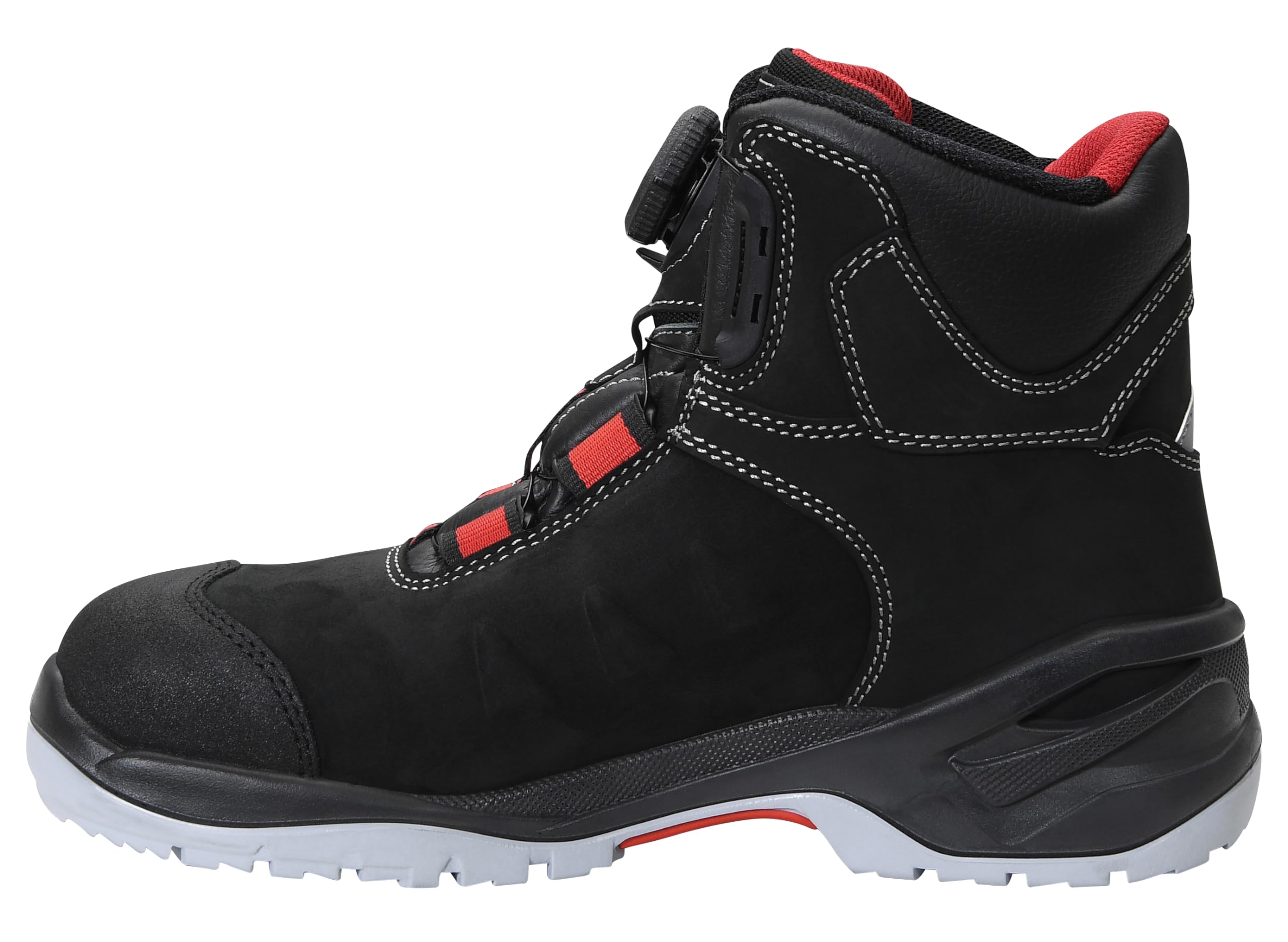 ELTEN TILL BOA Mid ESD S3, zapatos de seguridad, mujeres y hombres, cuero, puntera de acero, ligero, robusto, negro/rojo, tamaño: 42