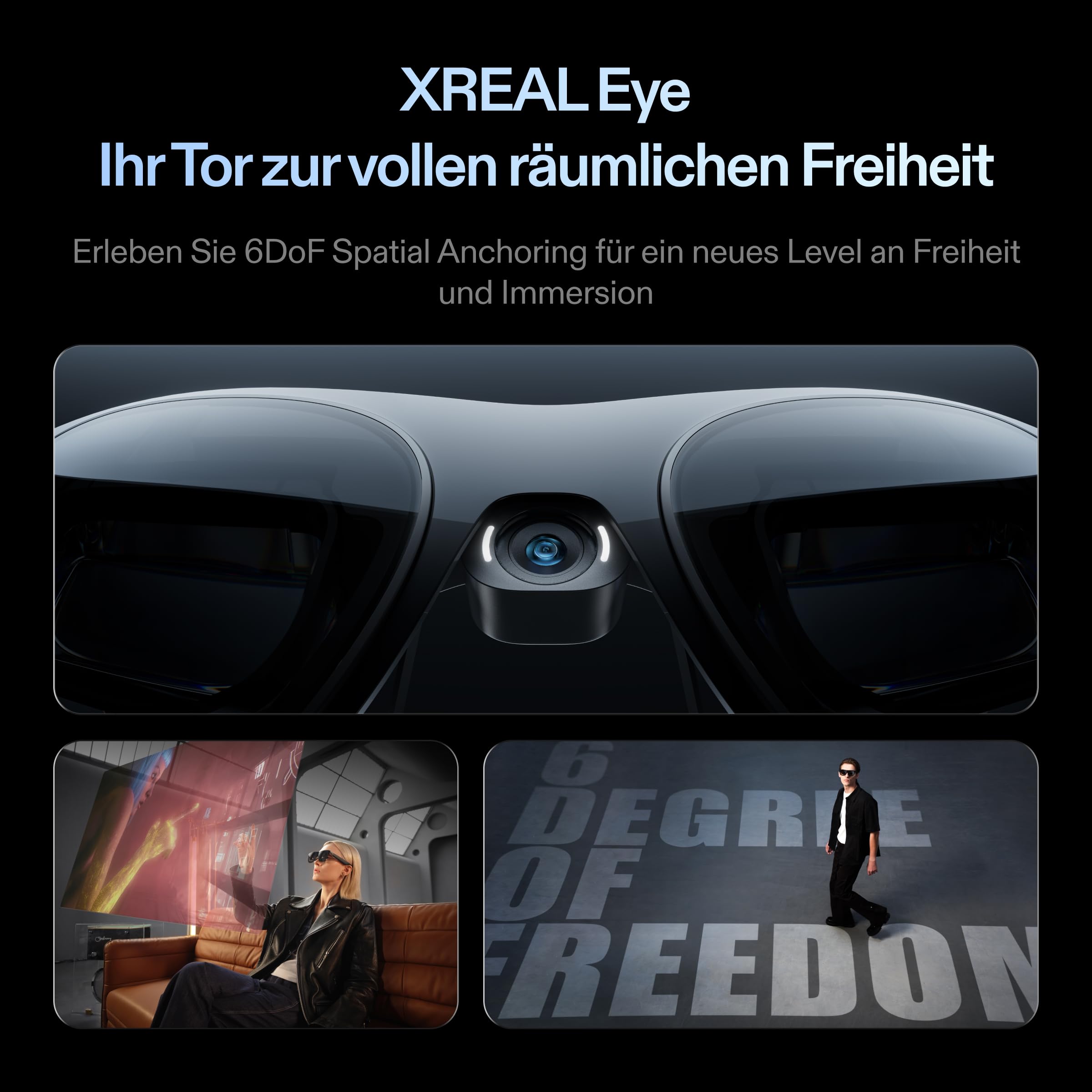 XREAL One Pro AR Brille mit X1 Chip,REAL 3D XR Brille Native 3DoF, X-Prism Optik, 57° Sichtfeld 171" 120Hz HD Display, Sound Bose AR Glass für iPhone 17/16,SteamDeck,ROG,Mac PC Android (M(IPD57–66mm))
