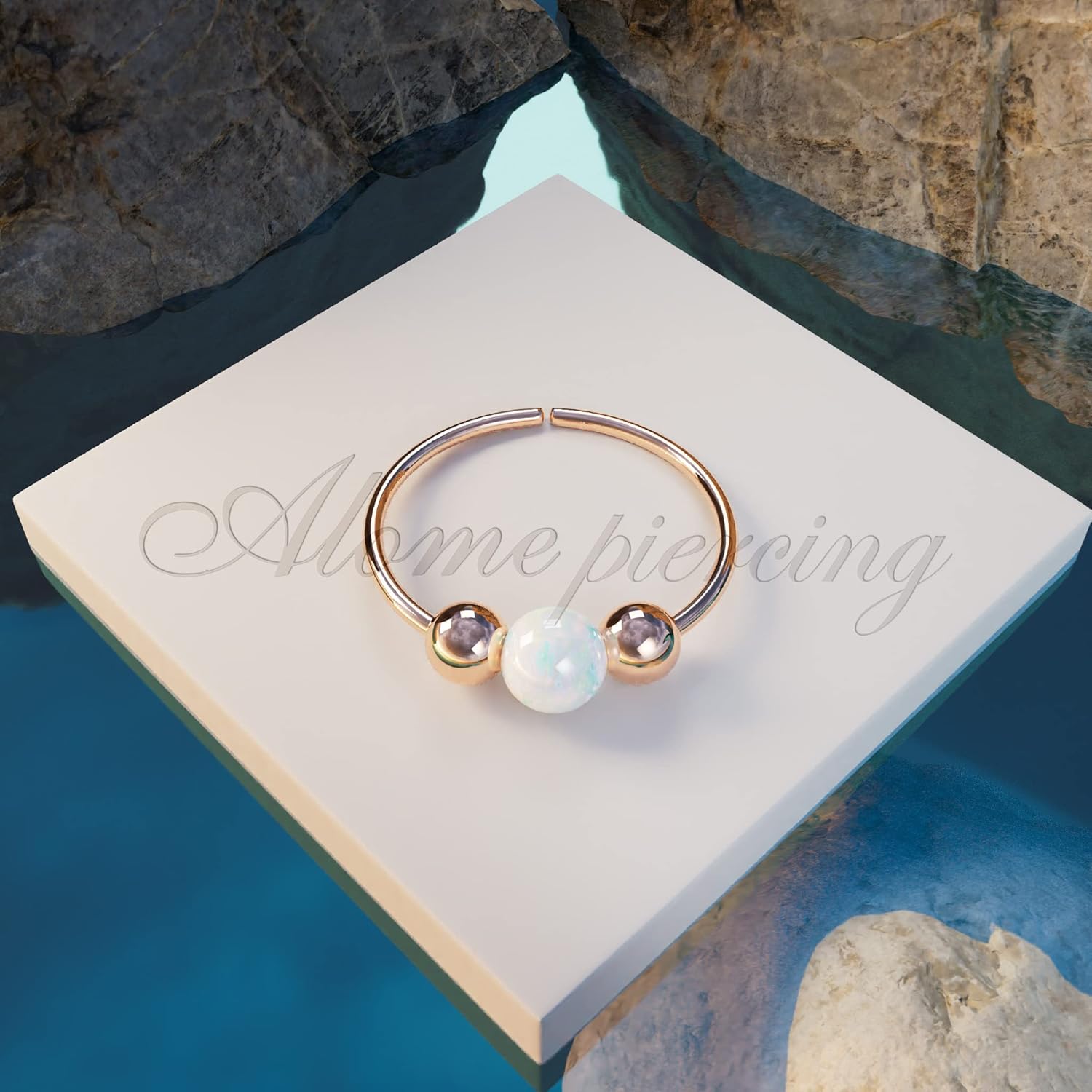 Rose Gold Cartilage Earring – 14K Rose Gold Filled 20G 8mm Hoop 3mm White Opal Helix Earrings – Rose Gold Piercing Hoop Cartilage For Women - Image 5