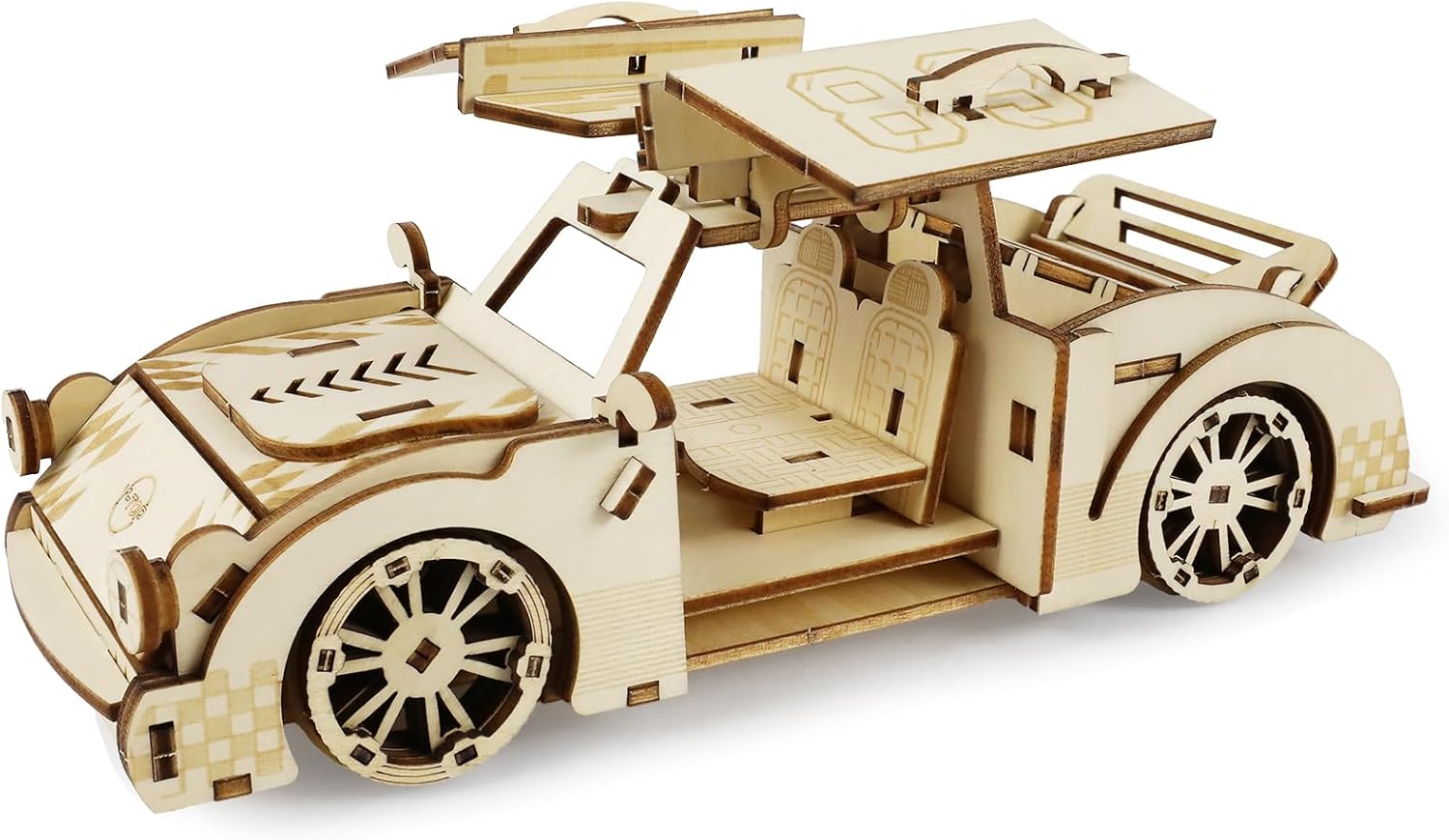 3D Wooden Puzzle for Adults, DIY Cool Sports Car Building,Mechanical Model Car Kits to Build, Set with 132 Pieces, No Glue Needed, Unique Craft Gifts for Men and Hobbyists