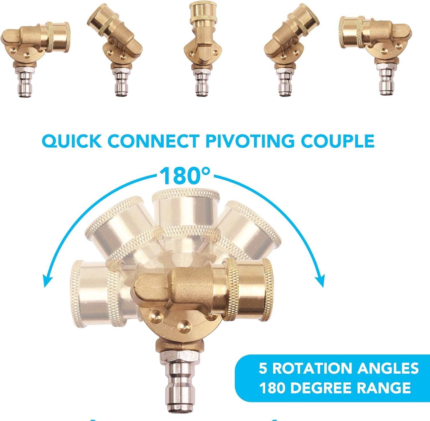 Pressure Washer Tips Turbo Nozzle 4000 PSI 360° Rotating Spray Turbo with 1/4” Quick Connector and 4500 PSI Pivoting Coupler,7 Spray Nozzles Tips Kit Multiple Degrees