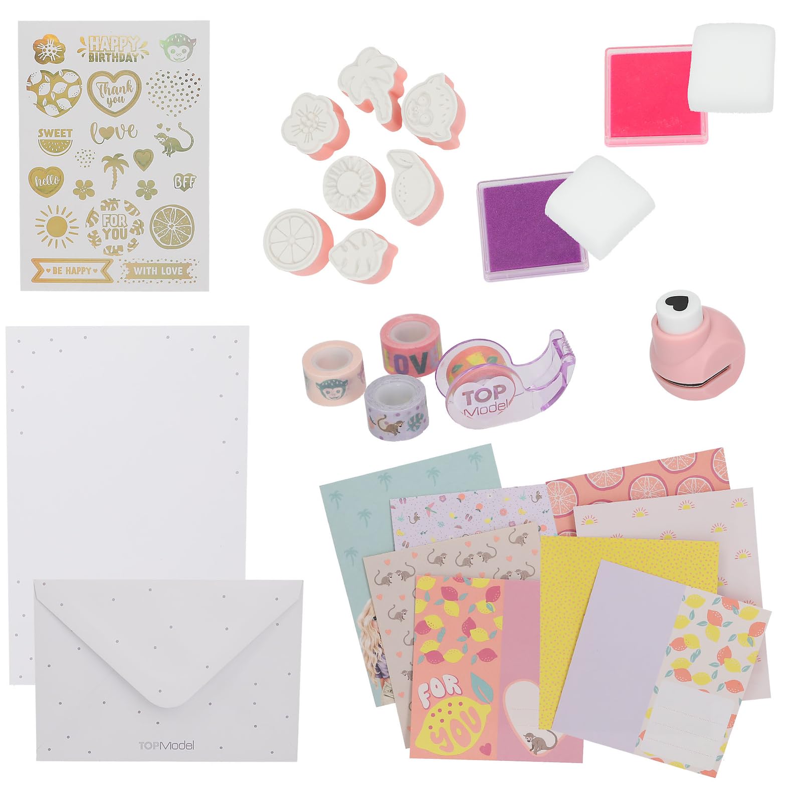 Depesche TOPModel Juicy Papier à Lettres Set en Boîte avec Feuilles, Enveloppes et Autocollants