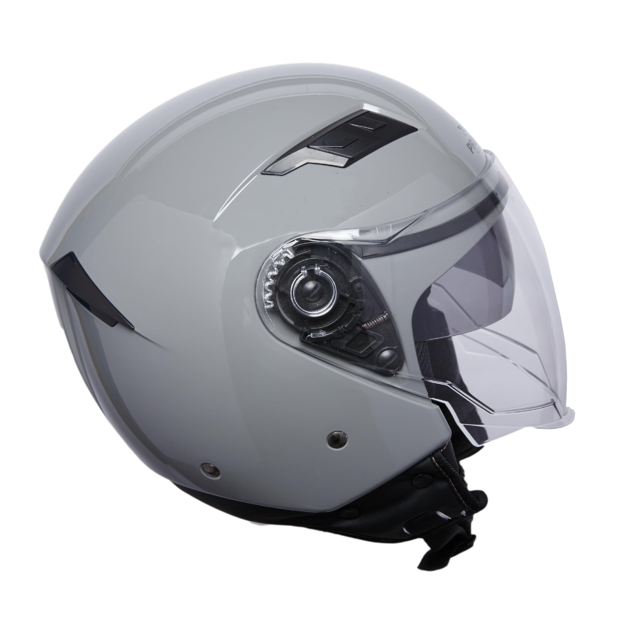 PROANTI Casco de moto Jet con visera resistente a los arañazos y protección solar integrada, gris, XL