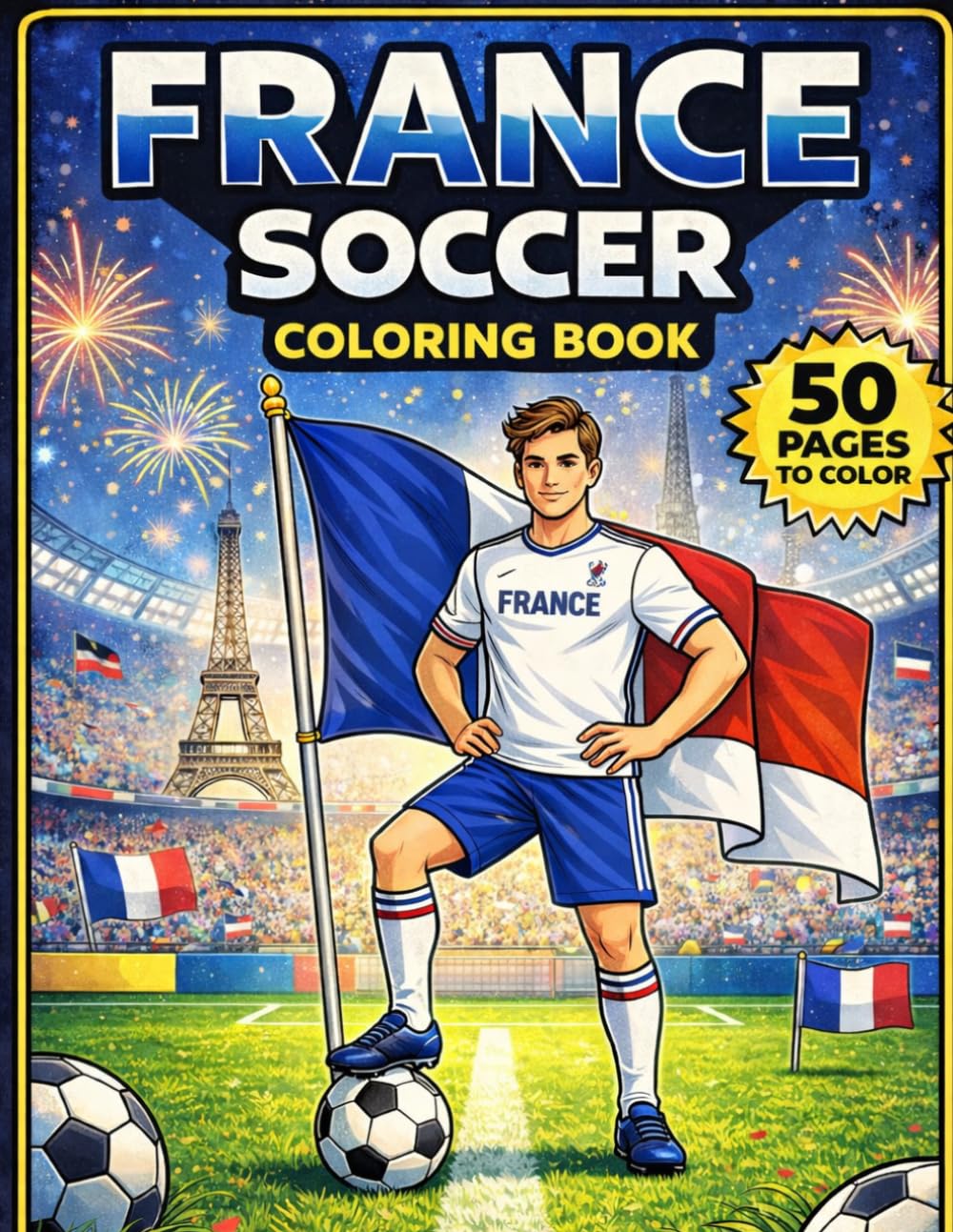 France Soccer Coloring Book for Kids: French Football, Stadiums, and Les Bleus Team Spirit for Young Soccer Fans