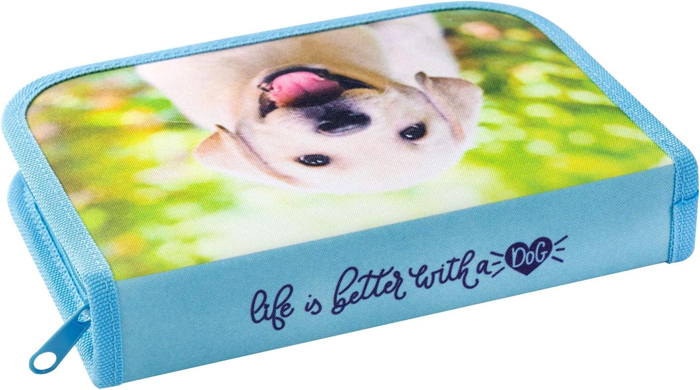 Eberhard Faber 577558 Pencil case with 2 Inner Flaps and Zip, 42 Pieces Filled, with Dog Motif on Front and Back - Image 4