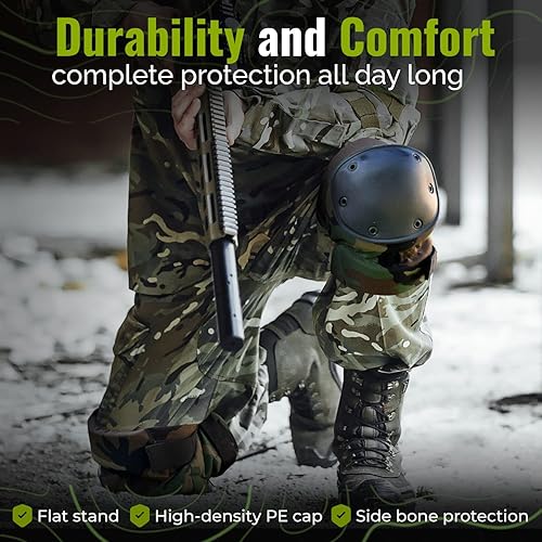 Miniatura 4 de Paclord Rodilleras Pro de protección de varios niveles, tamaño grande, azul marino, 1 par, tapa dura y agarre ajustable para libertad de movimiento,