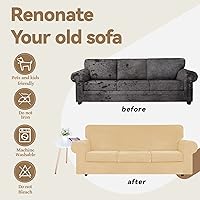 Vista 24 de WEERRW Fundas de terciopelo para sofá de 2 cojines, fundas de sofá de felpa de terciopelo de lujo de alta elasticidad, con parte inferior elástica