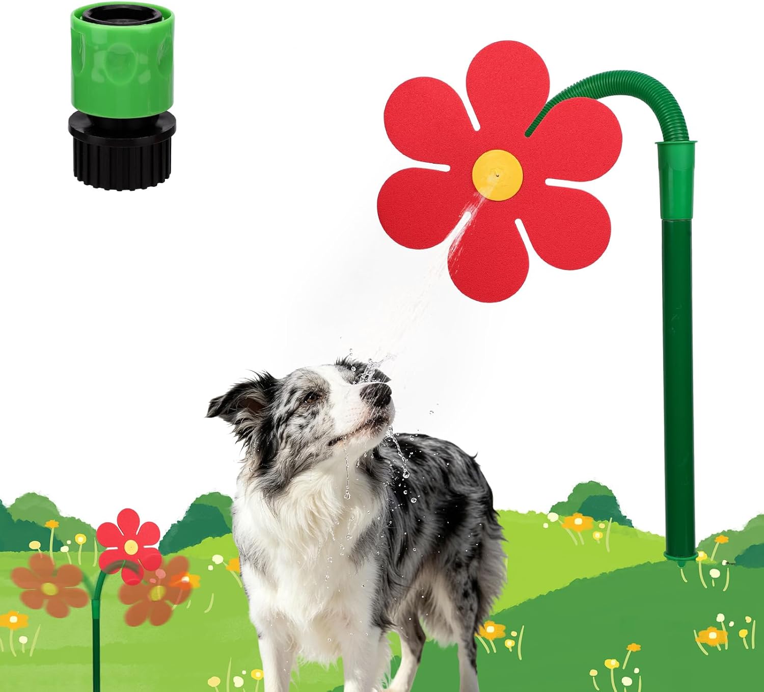 Daisy Sprinkler for Dogs Funny 360 Degree Rotating Dancing Flower Sunflower