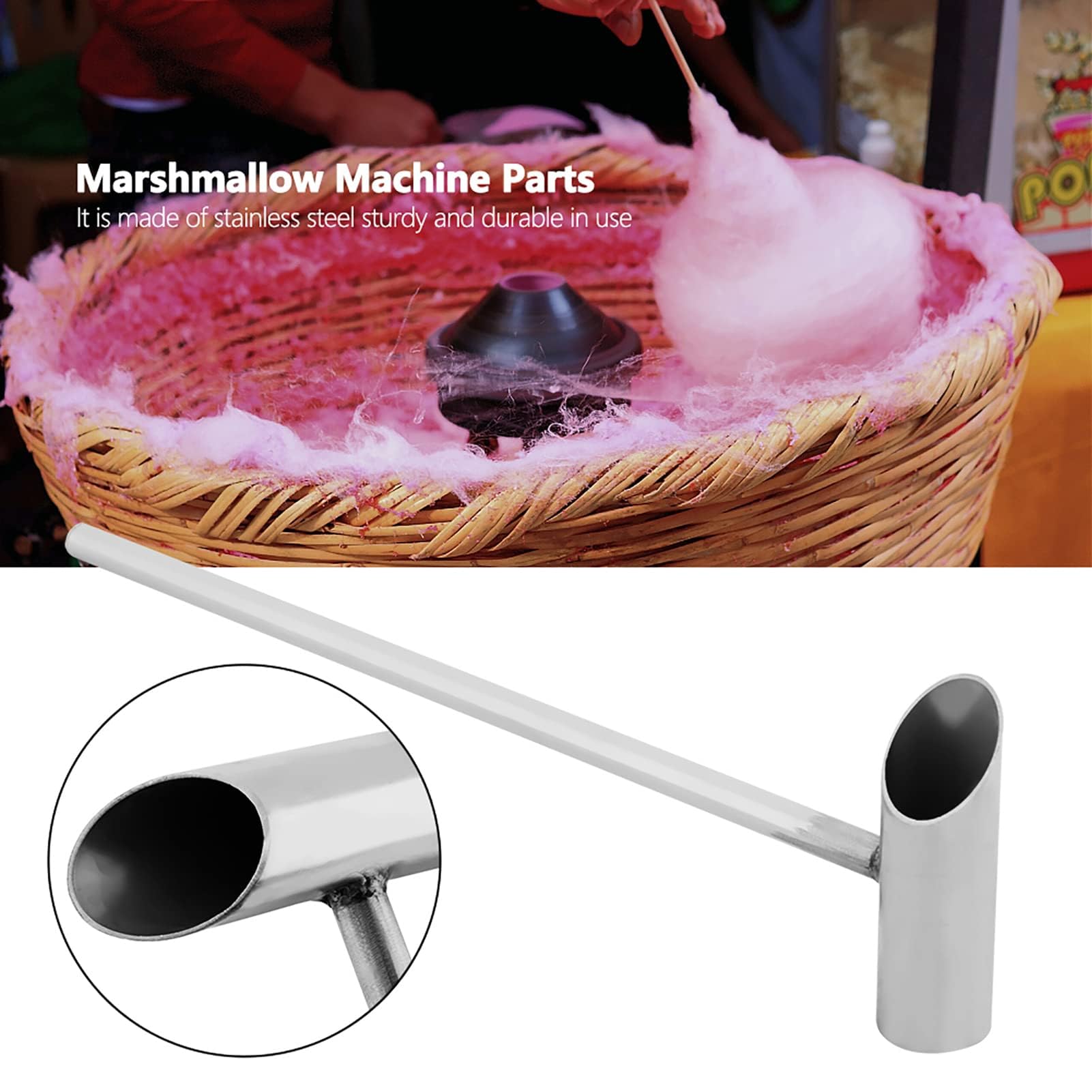 Cucchiaio zucchero in acciaio inox, cucchiaio zucchero filato misurino cucchiaio zucchero con manico lungo pala per zucchero filato marshmallow macchina pezzi di ricambio