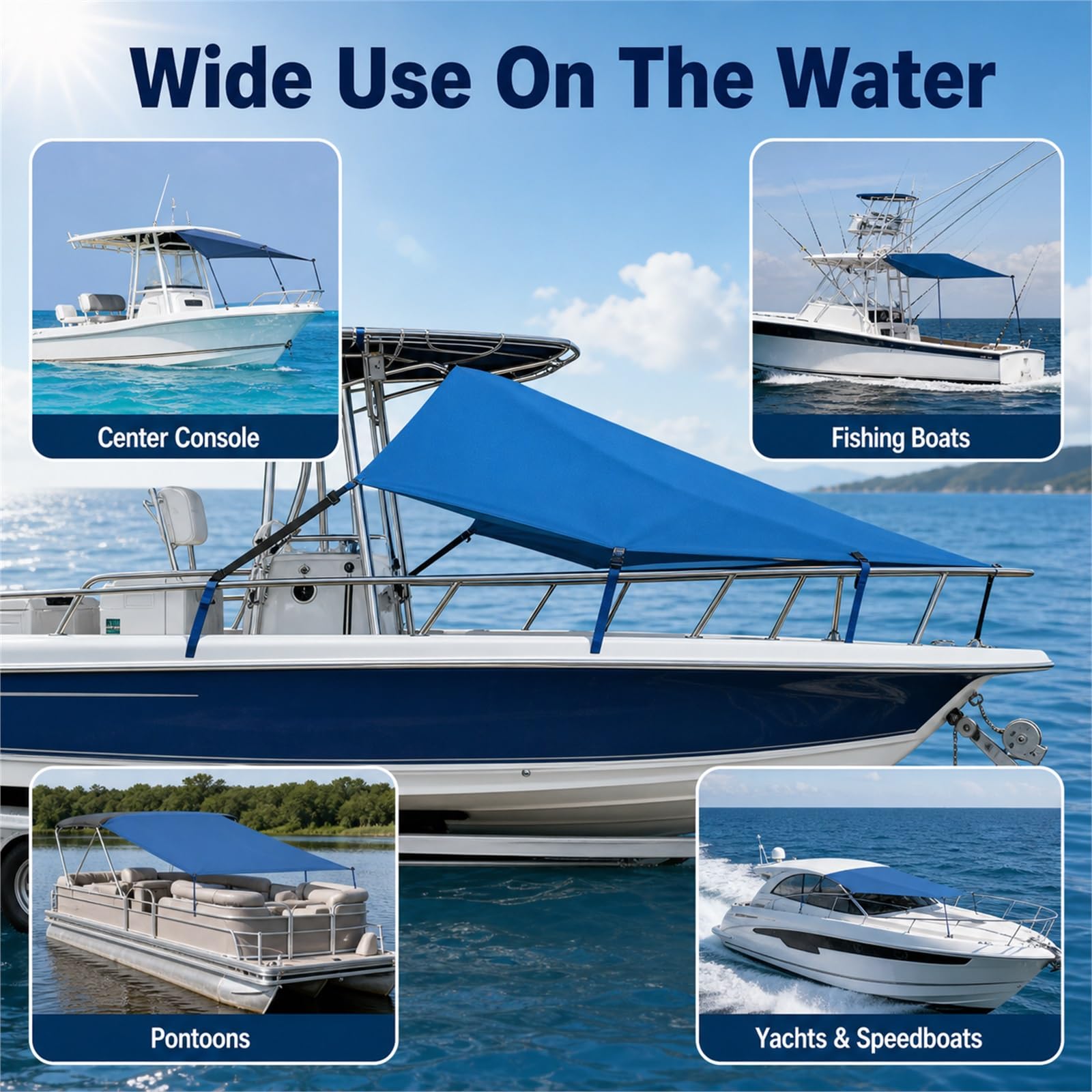 Tendalino a T Estensione,Tendalino per Barca,Bimini di Prua con Tendalinos Tendas pers Barca,Protezione UV,Resistenza allo Strappo,per Yachts,motoscafi e Barche da Pesca
