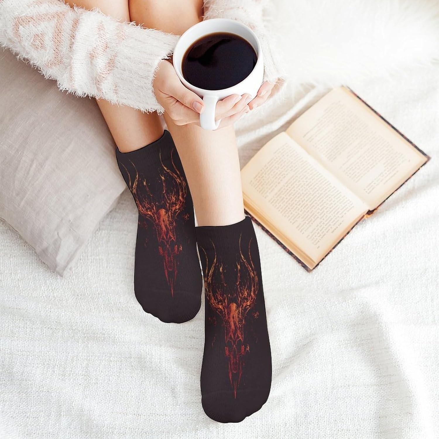 Flame Skull Ankle Socks for Men Women Low Cut Crew Sock Casual Sports Clothing